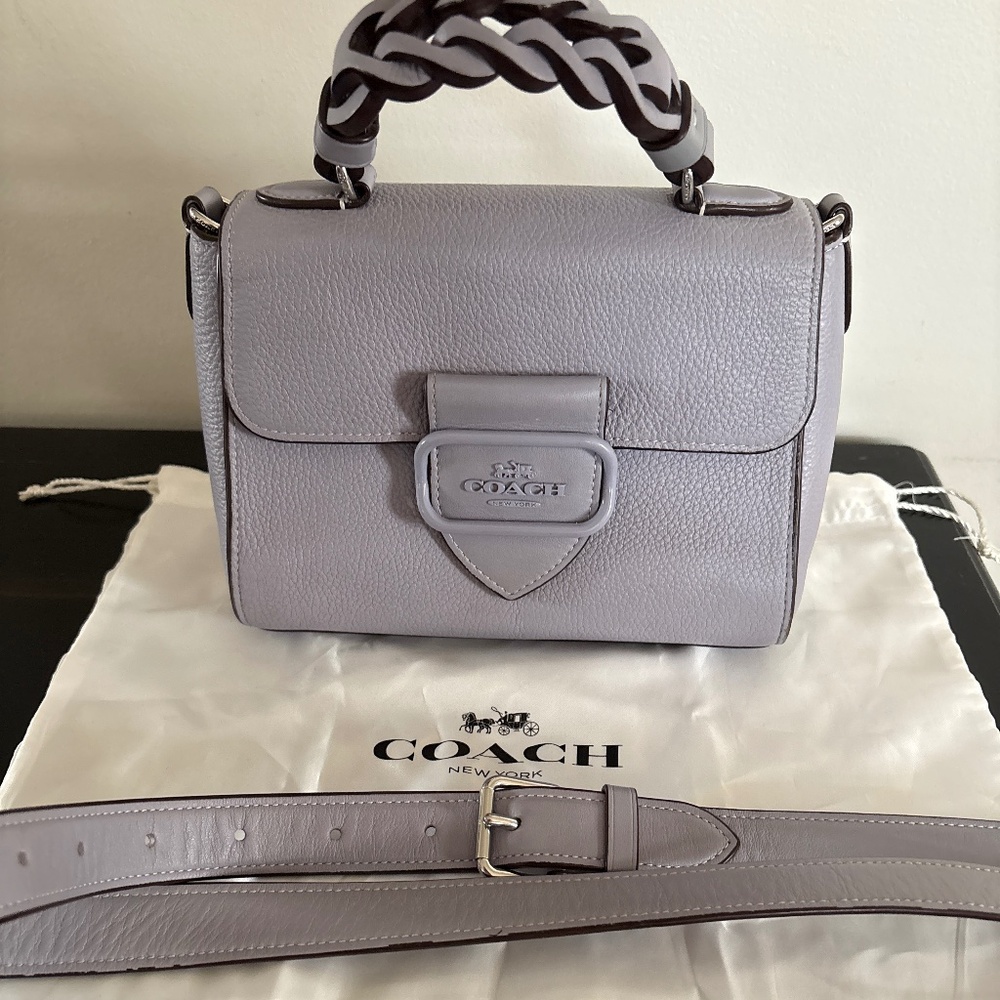Coach Morgan Braided Leather Crossbody – Lilac – Gently Used –Includes dust bag